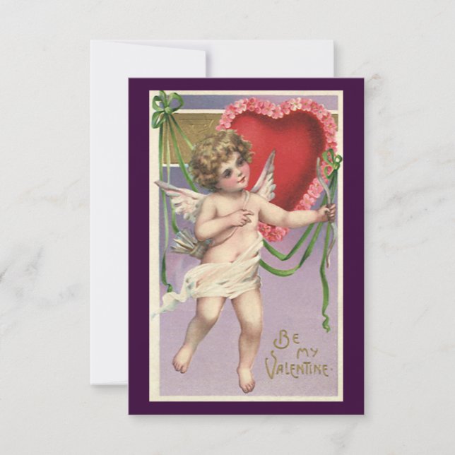 Invitación El día de San Valentín victoriano de época cupido  (Anverso)