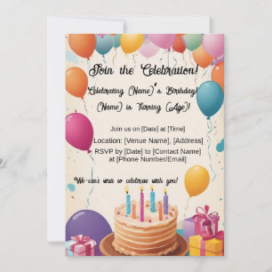 Invitación ¡El Día del Aniversario lleno de globos!