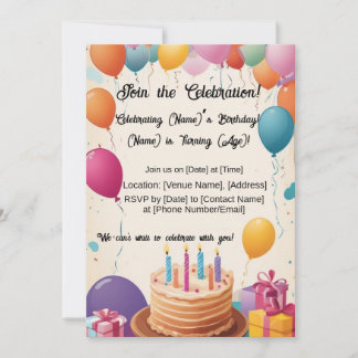 Invitación ¡El Día del Aniversario lleno de globos!