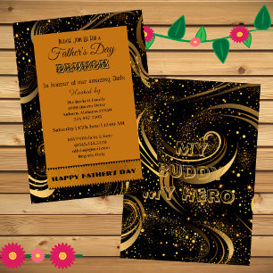 Invitación El día del padre Brunch Gold Curls Leafy Swirls Fi