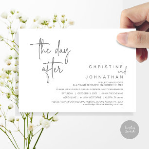 Invitación El día siguiente, fiesta post casamiento, gris osc