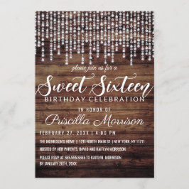 Invitación El diamante colgante de madera rústico enciende el