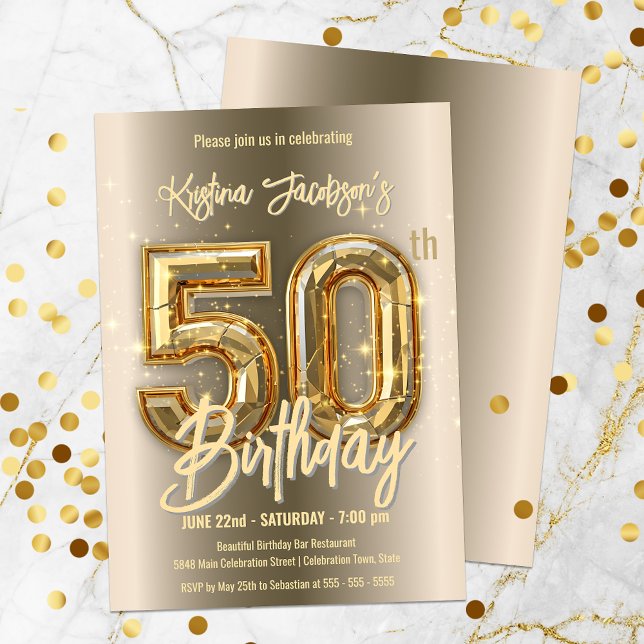 Invitación El diamante dorado acentúa la celebración del 50 a (Subido por el creador)
