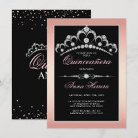 El Diamante Moderno Tiara Rosa Negro QUINCEAÑERA