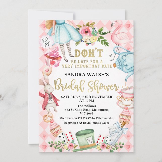 Invitación El diamante rosa no llega tarde a la ducha de novi (Anverso)