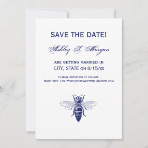 Invitación El dibujo de abeja reina de la cosecha en azul