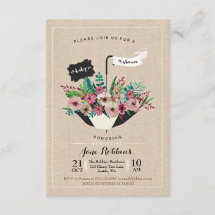 Invitación El diseño simple del paraguas de la flor de Baby