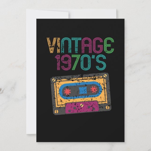 Invitación El divertido retro cassette de los años 70 (Anverso)