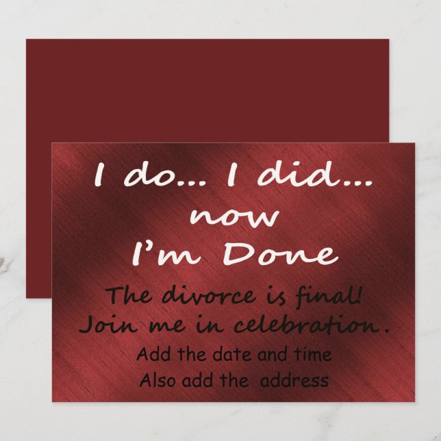 Invitación El divorcio es definitivo (Anverso / Reverso)