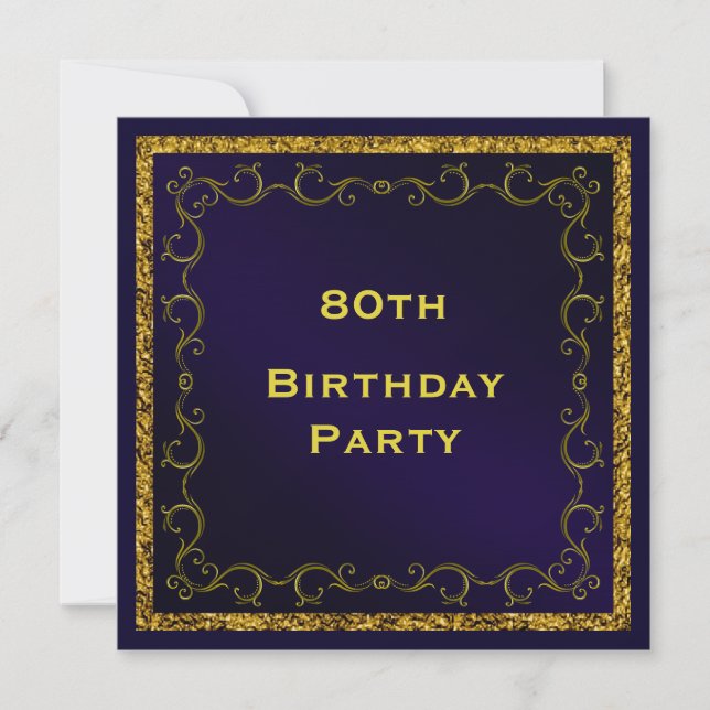 Invitación El doble costado del hombre azul y oro cumple 80 a (Anverso)