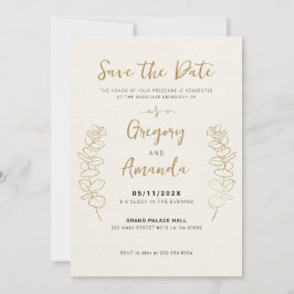 Invitación El dorado pintado a mano deja el marco guardado la