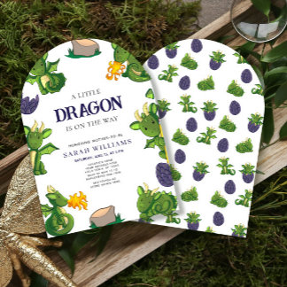 Invitación El Dragón Cuto Está En Camino De La Ducha Neutral 