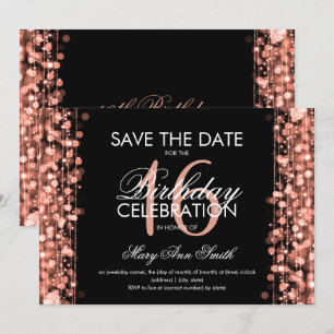 Invitación El dulce 16" reserva la fecha" chispea oro color