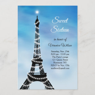 Invitación El dulce chispeante dieciséis de la torre Eiffel