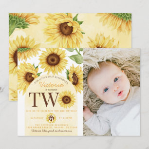 Invitación El dulce girasol salvaje que cumple dos años Fiest