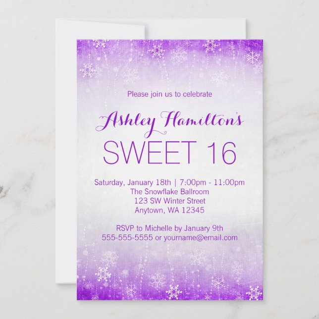 Invitación El dulce invierno púrpura 16 Wonderland (Anverso)
