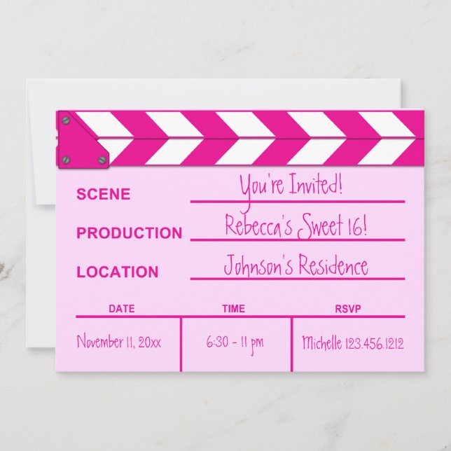Invitación El dulce rosado y blanco 16 de la tablilla de la (Anverso)