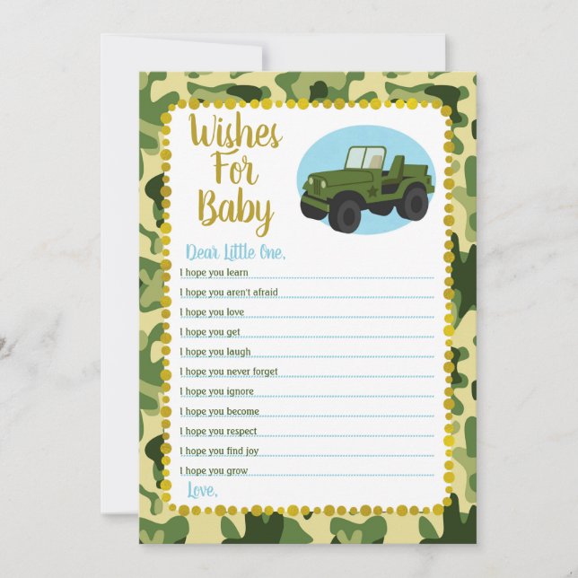 Invitación El Ejército Camo Quiere Un Juego De Baby Shower (Anverso)