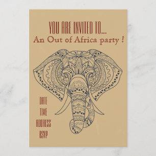 Invitación El elefante africano con tema fuera de África fies