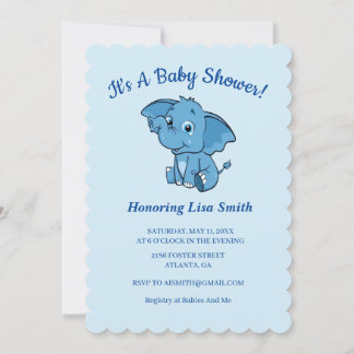 Invitación El elefante Baby Shower de Blue Boy