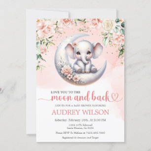 Invitación El Elefante Baby Shower Te Ama A La Luna Y A La Es