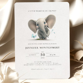 Invitación El elefante Baby Shower un maní en el camino