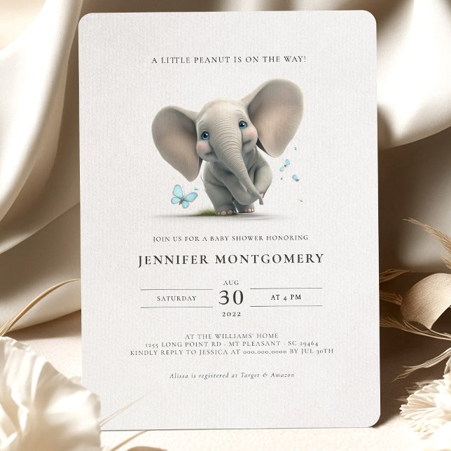 Invitación El elefante Baby Shower un maní en el camino (Subido por el creador)