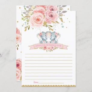 Invitación El elefante bebé gemelos aconseja a los padres que