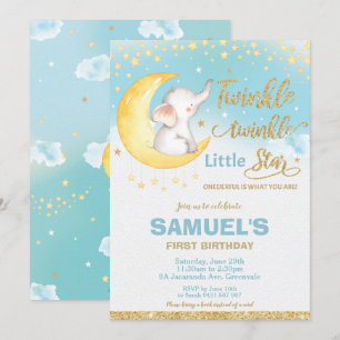 Invitación El elefante de la estrella pequeña Twinkle