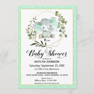 Invitación El elefante moderno Baby Shower