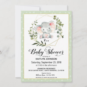 Invitación El elefante sabio Baby Shower moderno