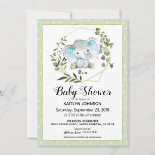 Invitación El elefante sabio Baby Shower moderno
