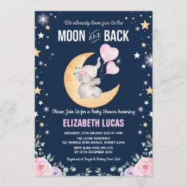 Invitación El elefante te ama a la luna y al Baby Shower