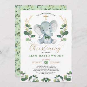 Invitación El elefante verde suave la Navidad verde