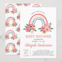 El elegante arcoiris floral floral de Baby Shower