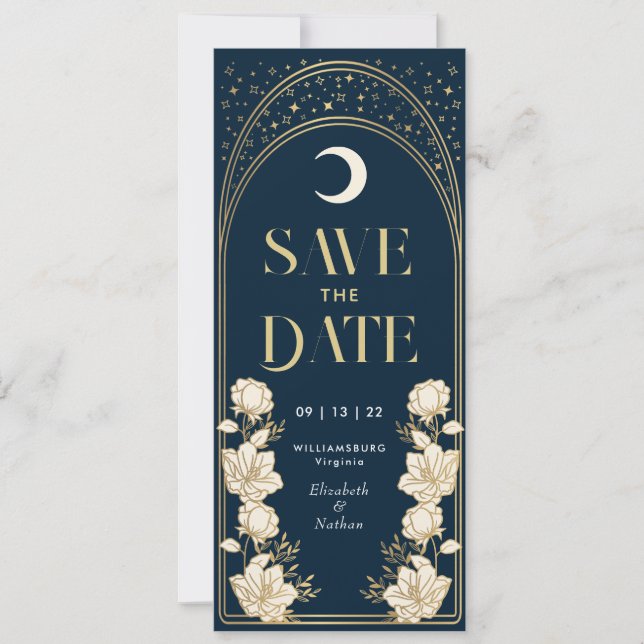 Invitación El elegante arte naval Art Nouveau salva la fecha (Anverso)
