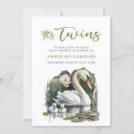 Invitación El elegante Baby Shower del Cisne de Guión Verde