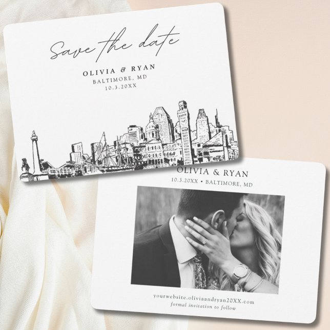 Invitación El elegante Baltimore moderno salva la fecha (Baltimore save the date)