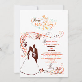 Invitación el elegante boda de silueta clásica de brides