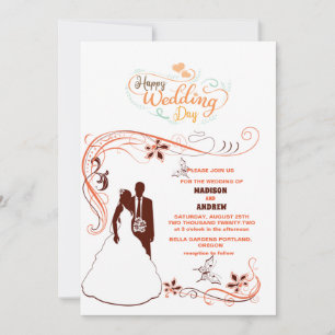Invitación el elegante boda de silueta clásica de brides