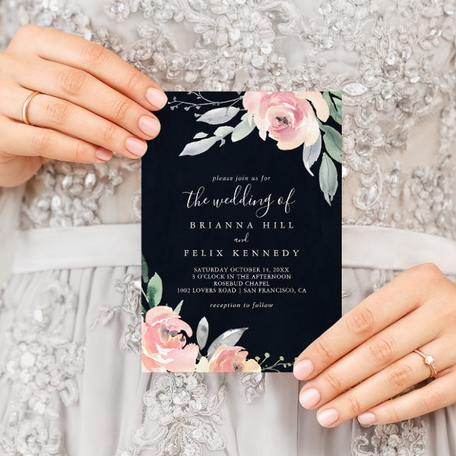 Invitación El elegante Boda floral rosa Rubor de (Subido por el creador)