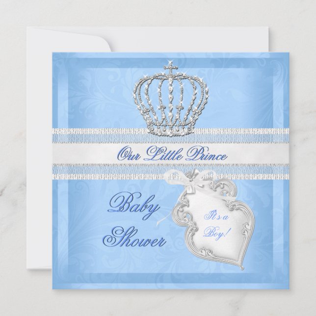 Invitación El elegante príncipe Baby Shower Boy Príncipe Azul (Anverso)