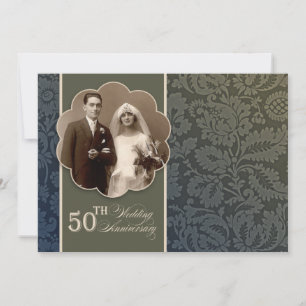 Invitación el elegante y vintage 50º aniversario del boda inv