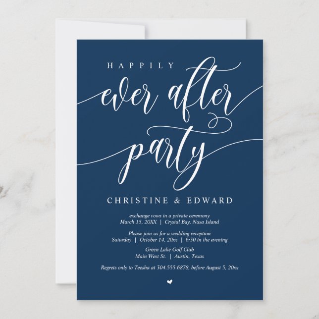 Invitación El Elopement, Feliz De Nunca Después De Fiesta, Az (Anverso)