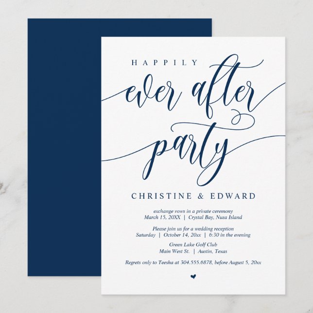 Invitación El Elopement, Feliz De Nunca Después De Fiesta, Na (Anverso / Reverso)