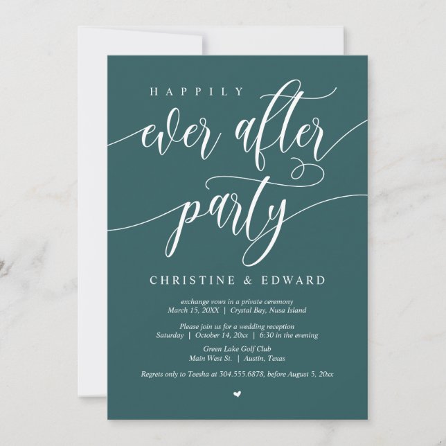 Invitación El Elopement, Feliz Nunca Después Del Fiesta, El V (Anverso)