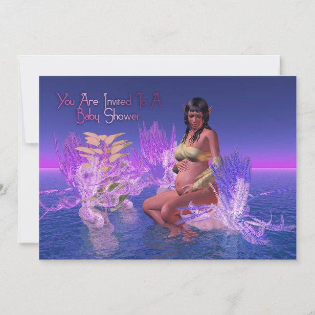 Invitación El embarazo de un elfo afroamericano en Baby Showe (Anverso)