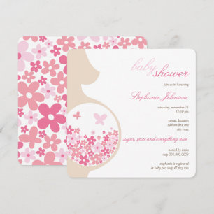 Invitación El embarazo y el chica rosado Baby Shower de las