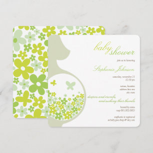 Invitación El embarazo y las margaritas verdes Baby Shower