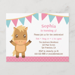 Invitación El empavesado lindo del caballo señala a la fiesta